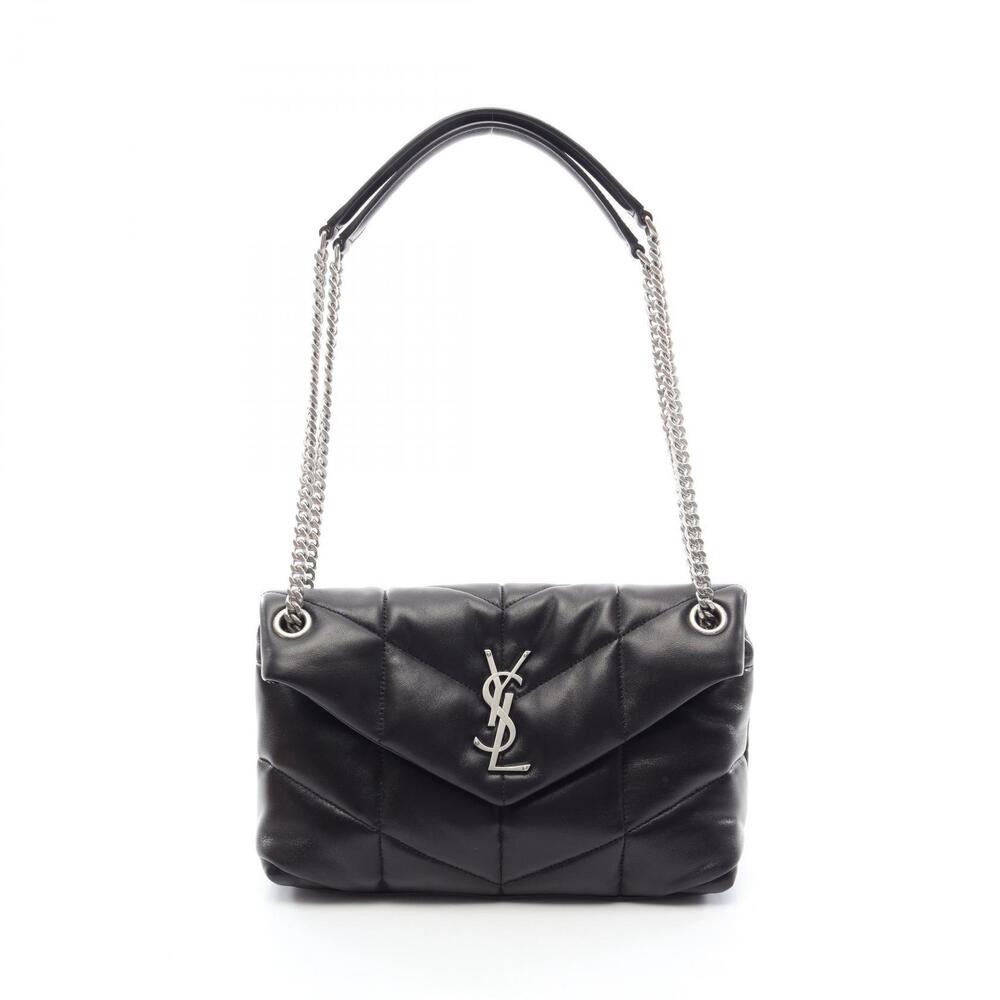 Saint Laurent Paris Loulou Puffer Shoulder Bag Leather Black New